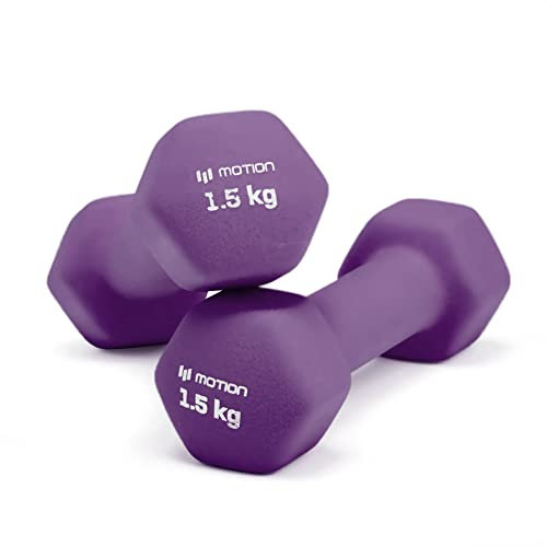 Neoprene Dumbbell Hand Weights Pair Home Exercise for Women Men Arm Pilates Dumbbells in 1kg 1.5kg 2kg 3kg 4kg 5kg 8kg 10kg Set (Purple, (1.5KG, Pair))