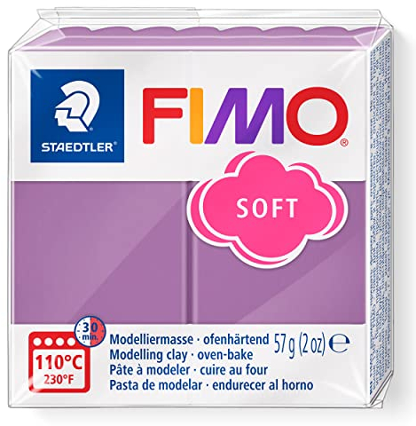 STAEDTLER ofenhärtende Modelliermasse FIMO soft, blueberry shake, weich und geschmeidig, speziell für Einsteiger und Hobbykünstler, Normalblock 57g, 8020-T60