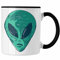 Trendation - Alien Tasse Geschenk Außerirdische Geschenkidee Grafik UFO Tasse (Schwarz)