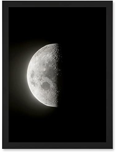 Artery8 Lunar Phases Third Quarter Moon Space Astronomy Artwork Framed Wall Art Print A4
