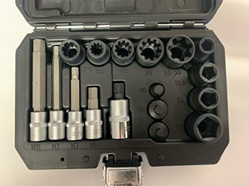 Toolfocus TF1020 Brake Caliper Socket Bit Set 17 Pcs For VAG, BMW, Mercedes, Porsche Etc.