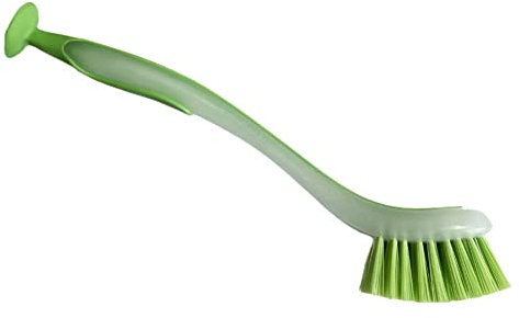 Hiessgozy Kunststoff-Spülbürste mit Saugnapf, runde Spülbürste für Küchenspüle, Geschirr, Pfannen, Töpfe, 24,5 x 3 cm