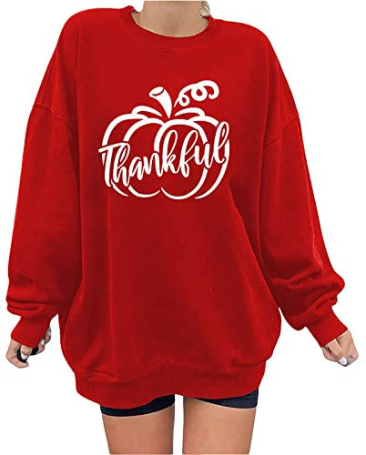 Hailmkont Y-O45 Damen-Brunch-Outfits für Winter, Herbst, Manschette, Rundhalsausschnitt, lockere Passform, lang, Thermo-Outfit, Sweatshirts, 2023 IB S, Rot, Y-o45 Rot, 36