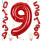 40 Inch Number 9 Balloons for Girls, Red Giant 9th Birthday Party Number Balloons 0-9 Set Decorations for Women Men Anniversary Celebration Graduation Party Decoration Supplies