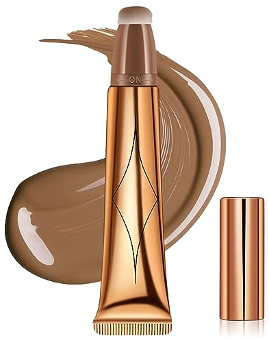 Volumoon Éclaircissant Visage Liquide avec Applicateur Coussin, Contouring Crème et Bronzer Blush Stick, Fin Mat Naturel Longue Durée (1#)