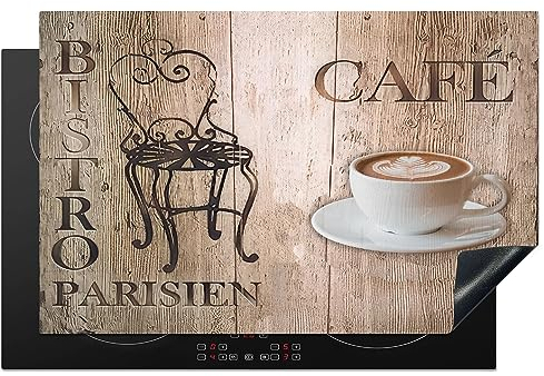 KitchenYeah© Herdabdeckplatte Einteilig Abdeckplatten Cerankochfeld Abdeckung Ceranfeld Herdplattenabdeckung Induktionsmatte Bistro Parisien - Café - Kaffee - Weinlese - 80x52 cm