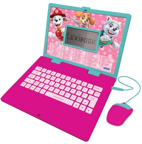 Lexibook, Paw Patrol, Educational and Bilingual Laptop in English/Spanish, Toy for Children with 124 Activities to Learn, Play Games and Music, Pink, JC598PAGi2