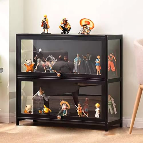 Vitrine De Figurines Pour Figurines, Figurines D'action, Statues, Rangement Pour Repas, Armoire De Rangement, Support Mural, Modèles En Bois, Vitrines De Jouets 70x32x73cm/L27.5xW12.6xH28.7in black