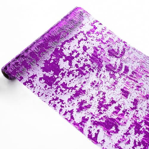 Snowkingdom Tischläufer mit Pailletten, glitzernd, dünne Netzfolie, 27,9 x 274,3 cm, violett, Tischdekoration für Hochzeit, Geburtstag, Party, Weihnachten, 2 Stück