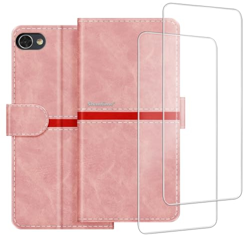 Farbblock Streifen PU Leder Wallet Hülle + 2er-Set Gehärtete Schutzglas Kompatibel mit BlackBerry Motion, Schlankes Robustes Cover, Kartenfächer, Vollständiger Schutz