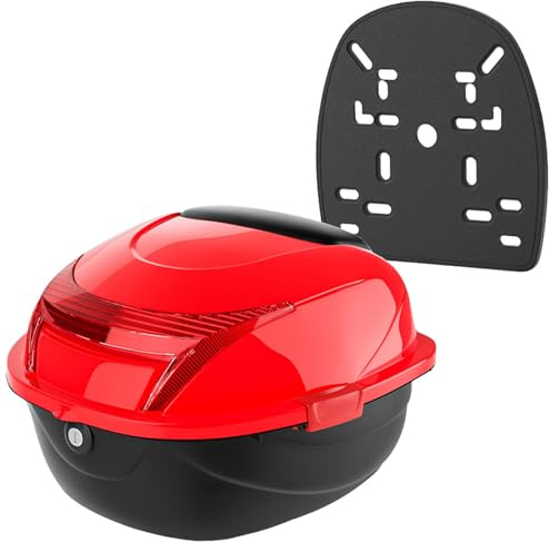 35L Wasserdicht Motorrad Topcase Rollerkoffer Kofferraum Gepäck Helmkoffer für Roller/Motorrad/Fahrrad Motorradkoffer Top Case für Roller (Color : Rot)