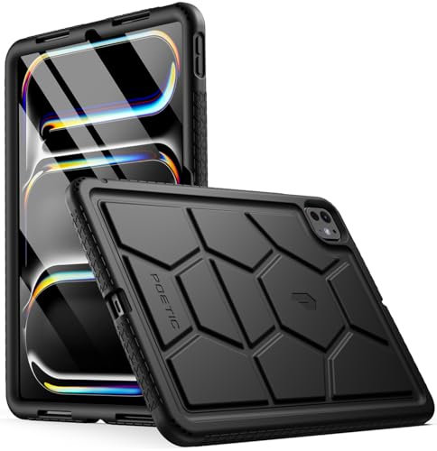 Poetic TurtleSkin Schutzhülle für iPad Pro 27,9 cm (11 Zoll) 2024 M4 5. Generation, strapazierfähig, stoßfest, robust, kinderfreundlich, Fallschutz, Silikon, Schwarz