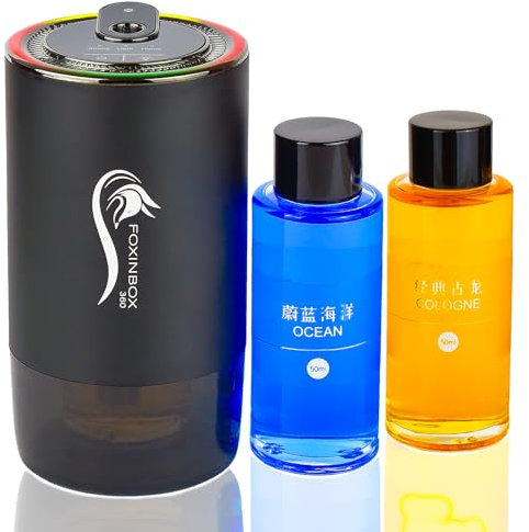 Foxinbox 360 Auto Duft Lufterfrischer/Innenraum Duftspender Automatisch- Auto,Büro,Zuhause,Sport/Autoduft gegen Gerüchte/Diffusor ätherische Ölen - COLOGNE/OCEAN/Geschenke
