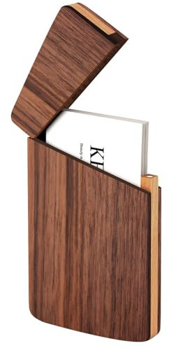 wellhouse Porta biglietti da visita in legno di noce, porta biglietti da visita, con chiusura magnetica, portatile (noce)