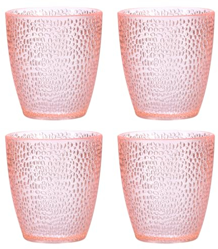 sourcing map 7oz Acrylic Drinking Glasses, 4Pcs Plastic Reusable Tumblers Drinkware Unbreakable Water Glasses Cup Stackable & Dishwasher Safe for Home Outdoors Restaurant, Pink