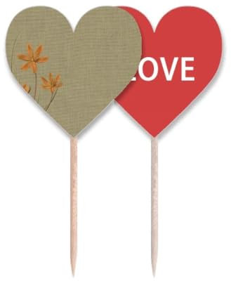 Flax Orchid Tradition Design Embroidery Toothpick Flag Love Heart Lable Cupcake Pick
