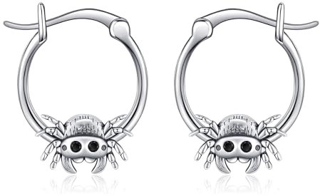 Springspinne Ohrringe Silber 925 Spinnen Creolen Kleine Spinne Schmuck Damen