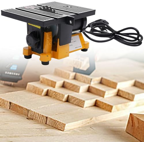 90W Tischkreissäge 4500 U/min Mini Tischkreissäge Schneidwerkzeug Professional Tischsäge Kreissäge mit Aluminiumtisch 2 Sägeblättern und 1 Hartmetallblatt Tragbare PräZisions Tischsäge