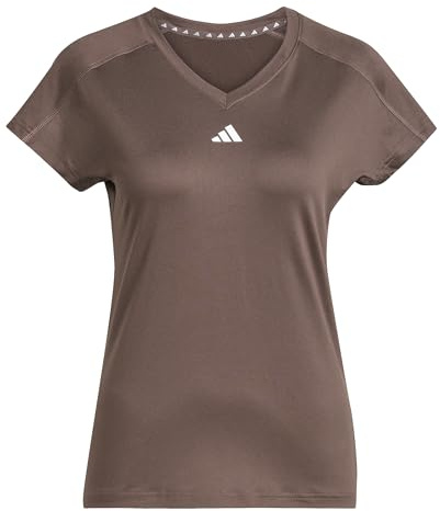adidas Damen AEROREADY Train Essentials Minimal Branding V-Neck Tee, Earth strata/White, XS