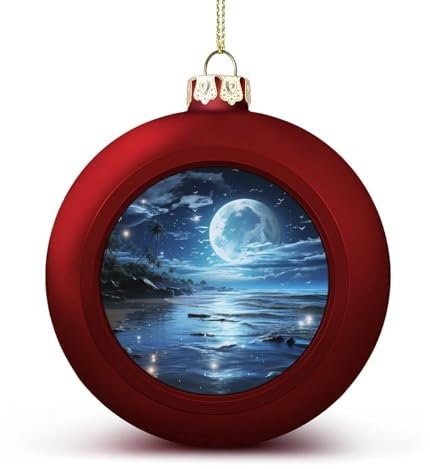 2024 Weihnachtskugel-Ornamente, 6,1 cm, bruchsicher, Mond über Weihnachtsbaumschmuck, Kugeln, roter Stil, hängende Weihnachtsschmuck für Weihnachtsbaum, Feiertagsdekoration