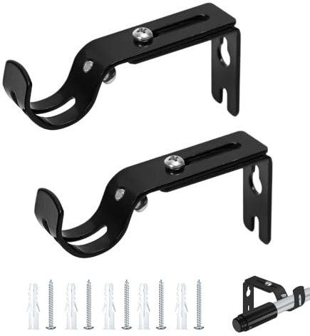 KOZOY Soporte de barra de cortina ajustable, diámetro de 20 – 25 mm, soporte de pared de metal premium, 2 unidades, soporte para barra de cortina con tornillos de tacos para dormitorio, barra tensora