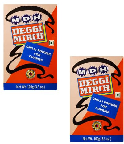 MDH - Deggi Mirch Pulver (2x 100g) - Intensiver Geschmack und lebendige Farbe - Perfekt für würzige indische Gerichte