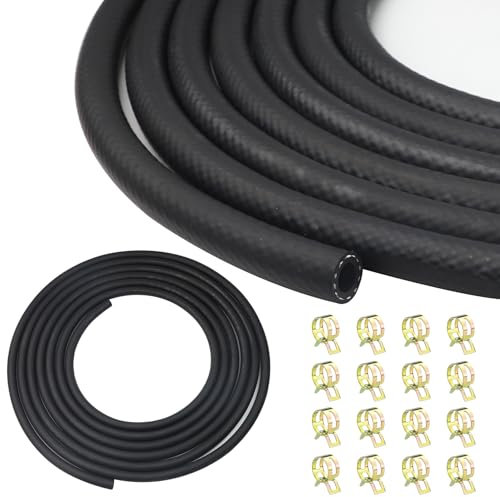 YFLeomry Manguera de combustible de 8 mm de diámetro, kit de manguera de gasolina de 6 metros con 16 abrazaderas de manguera diesel para cortacésped, coche, tractor, motores pequeños