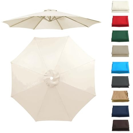 GZDXBF Auvent De Remplacement pour Parasol 6 Baleines/8 Baleines, Toile De Parasol Déporté, Housse De Rechange pour Parasol D'extérieur, Polyester Anti UV 50+(Beige,8 RIBS/350CM(11.5FT))