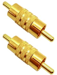 Voluty Tek Audio Video Connector Suitable for RCA Male to Male Coupler Adapter Gold Plated for Extension Cable 2pcs