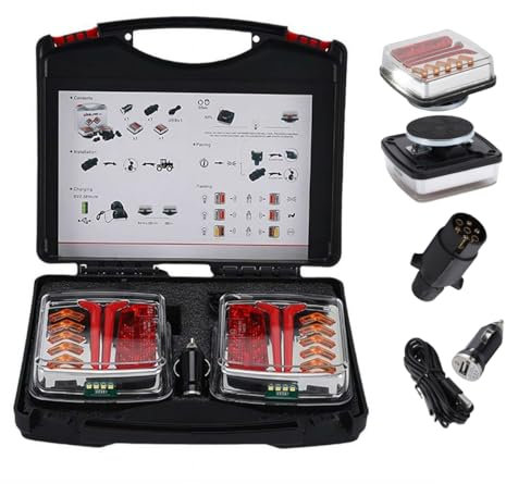 tkerinse Magnetische Kabellos LED Rückleuchten Anhänger, 2025 magnetisches drahtloses Anhänger-Licht-Kit, Kabelloses Beleuchtungs LED Set für LKWs, Boot, Wohnmobil, Fahrzeuge