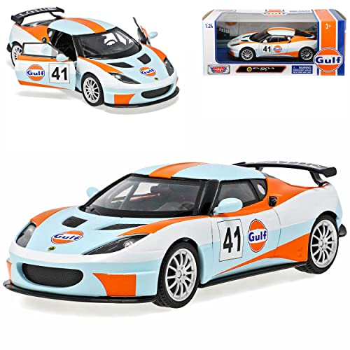 Motormax Lotus Evora Typ 122 Coupe Blau 2009-2021 1/24 Modell Auto mit individiuellem Wunschkennzeichen