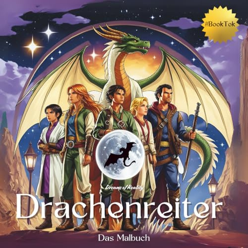 Drachenreiter – Das offizielle Malbuch für Erwachsene: Tauchen Sie ein in die fantastische Welt der Drachen und ihrer Reiter | Drei ... | + 3 dunkle Designs Drachen in der Nacht