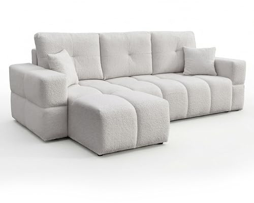 IDOHOME Ecksofa mit Schlaffunktion und Bettkasten 250 x 148 cm | 250 x 148 x 85 cm, Hoher Sitzkomfort, Flexible Ottomane, Wohnen und Schlafen, Integrierter Bettkasten