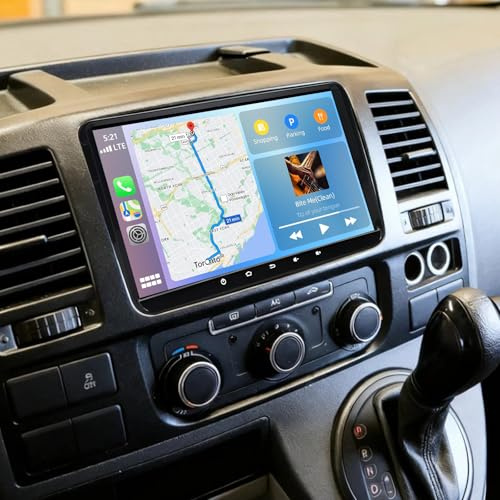 2+32G Android 13 Auto Radio Coche con CarPlay Android Auto para VW Transporter T5 2010-2015, Pantalla táctil de 9 Pulgadas Autoradio Estéreo Reproductor con navegación GPS FM RDS SWC Mirror Link WiFi