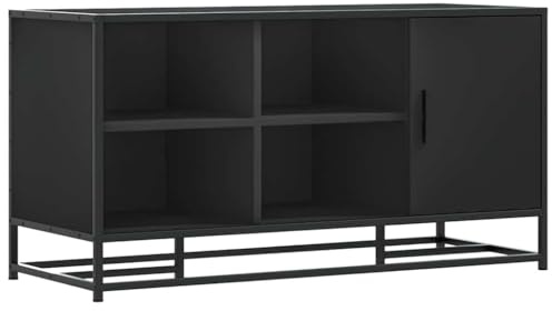 Mhdvray Schuhbank Schwarz 100x40x53,5 cm aus Holzwerkstoff und Metall, Flurbank mit großem Stauraum, Robustes Gestell bis 80 kg, modernes Design, pflegeleicht, für Flur