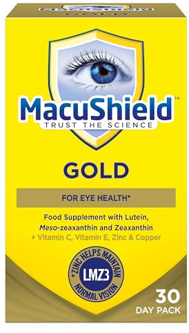 MacuShield Gold – 30 Day Pack, Eye Health Supplement with Lutein, Zeaxanthin and Meso-zeaxanthin, as Well as Zinc which Helps Support Normal Vision