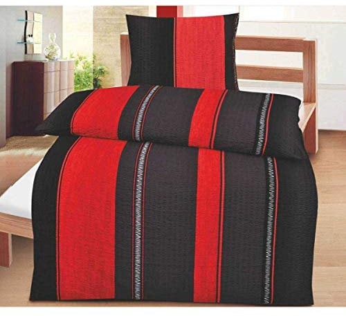 optidream Microfaser-Bettwäsche - rot-schwarz - 135x200 cm