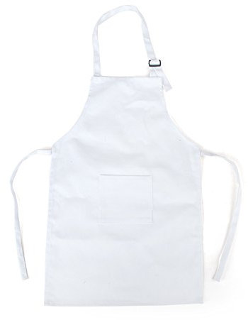 Delantal colorido de lona para niños de la marca Opromo, con bolsillo, tanto para manualidades como para cocinar (tallas S-XXL), Lona de algodón, Blanco, small