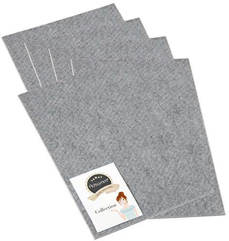 Adsamm® / 5 x Selbstklebende Filzplatten/Grau / 200x300 mm/Rechteckig/Filzgleiter zum Zuschneiden aus 3.5 mm starkem Filz/Möbel- und Bodengleiter