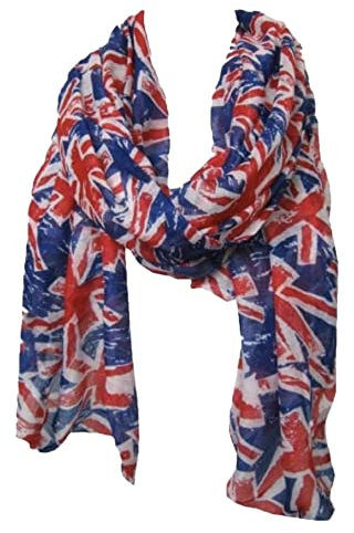 sciarpa souvenir, foulard da donna, con stampa della Bandiera del Regno Unito Blue & Red Taglia unica
