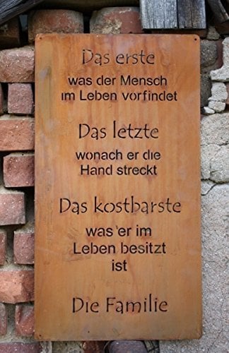 Rostikal | Rost Spruchtafel Familie | Edelrost Deko Metall Tafel zum hängen | 60 x 33 cm