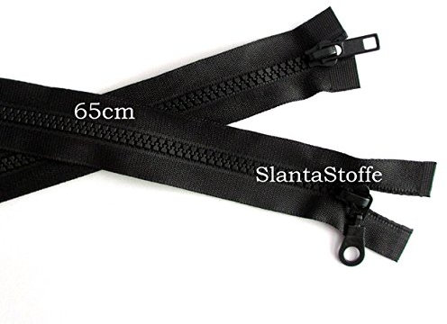 2-Wege Reißverschluss, teilbar, 65cm, schwarz, dunkelblau, grau (schwarz)