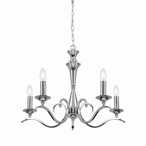 Chrome Plated 5 Arm Pendant Chandelier Ceiling Light