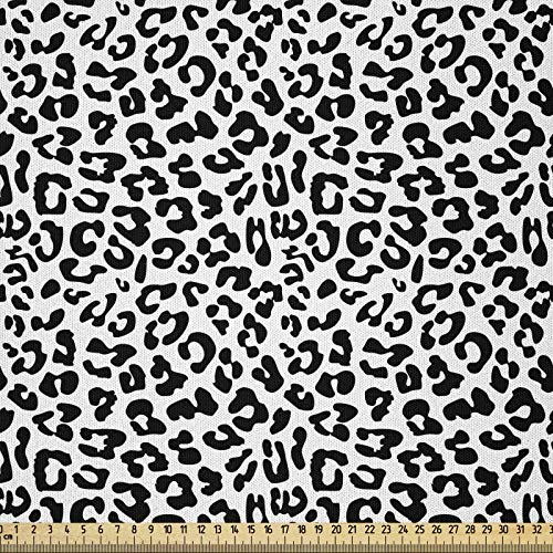 ABAKUHAUS Leopard-Druck Microfaser Stoff als Meterware, Schwarz und weiß, Deko Basteln Polsterstoff Textilien, 2M (230x200cm), Weiß Schwarz