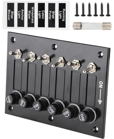 Delaman 6 Gang Pannello Interruttori, Pannello Interruttori Barca, ON/OFF Attiva/Disattiva Pannello Interruttori a Levetta per Roulotte per Barche Marine RV DC 12V/24V per Auto Barca Camper e Camion