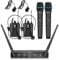 Debra 4 Kanal UHF Mikrofon Kabellos Set,AU400 mit Handmikrofon/Bodypack Transmitter/Headset Funkmikrofon/Lavalier Ansteckmikrofonen,für Kirche, Karaoke, Gesang（2 Handmikrofon & 2 Bodypack(A)）