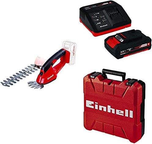 Einhell 3410370 Forbici e sfoltirami a Batteria, 18 V, Rosso + Power-X-Change Starter Kit(Batteria e Caricabatteria) + Valigetta Universale