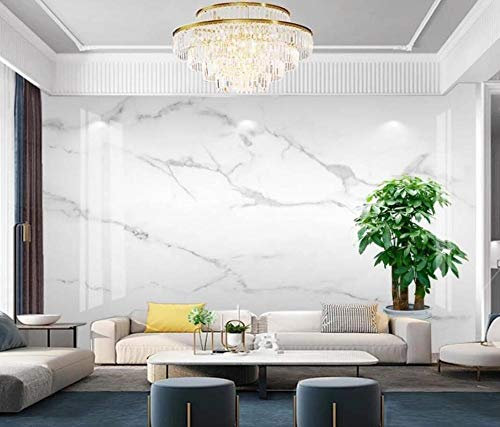 ZXCHEE Papier Peint Panoramique Jazz Marbre Blanc 300x210cm Papier Peint Intissé 3D Tapisserie Poster Decoration Murale Chambre Salon