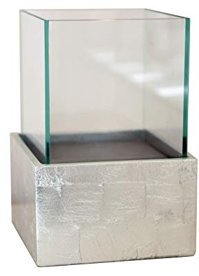 VIVANNO Deko-Windlicht Kerzenhalter viereckig CANDELITA - Silber Hochglanz 20x20x29