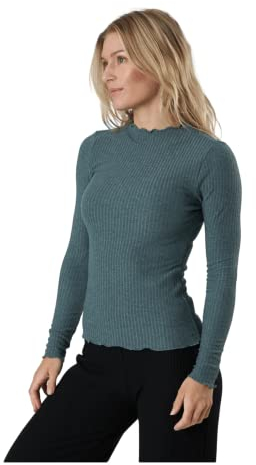 ONLY Women's Onlemma L/S High Neck Top Noos Jrs T Shirt, Green Detail Balm: Melange, M UK